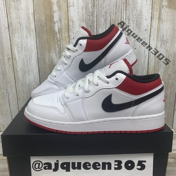 Jordan Shoes - Air Jordan 1 Low White Gym Red Black GS 553560-118